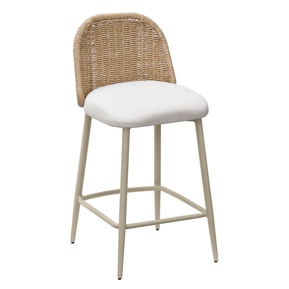 Alexa Cream Performance Fabric Outdoor Counter Stool. Picture 1
