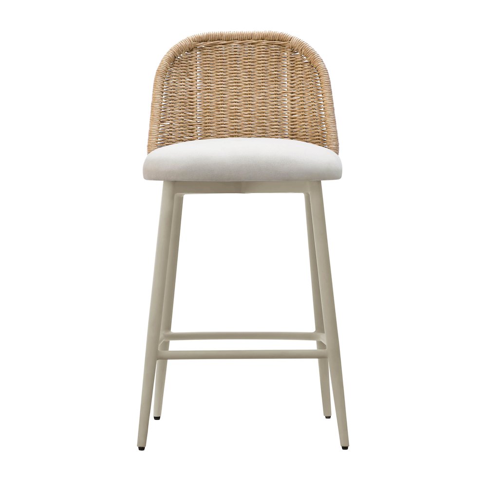 Alexa Cream Performance Fabric Outdoor Counter Stool. Picture 3