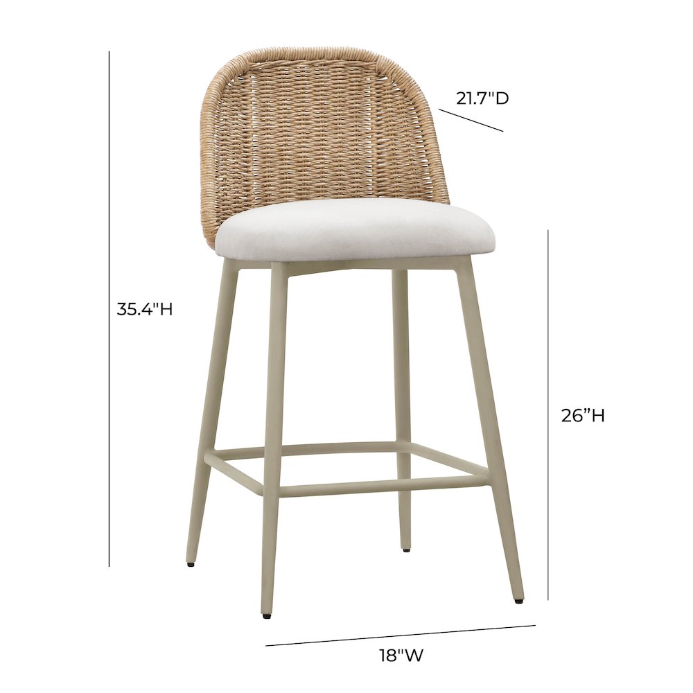 Alexa Cream Performance Fabric Outdoor Counter Stool. Picture 5