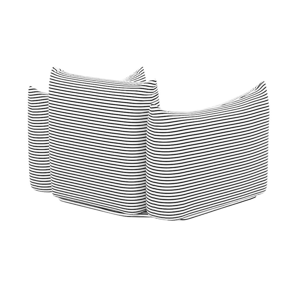 Saint Tropez Pearl and Black Striped Stuffed Outdoor Armchair. Picture 4