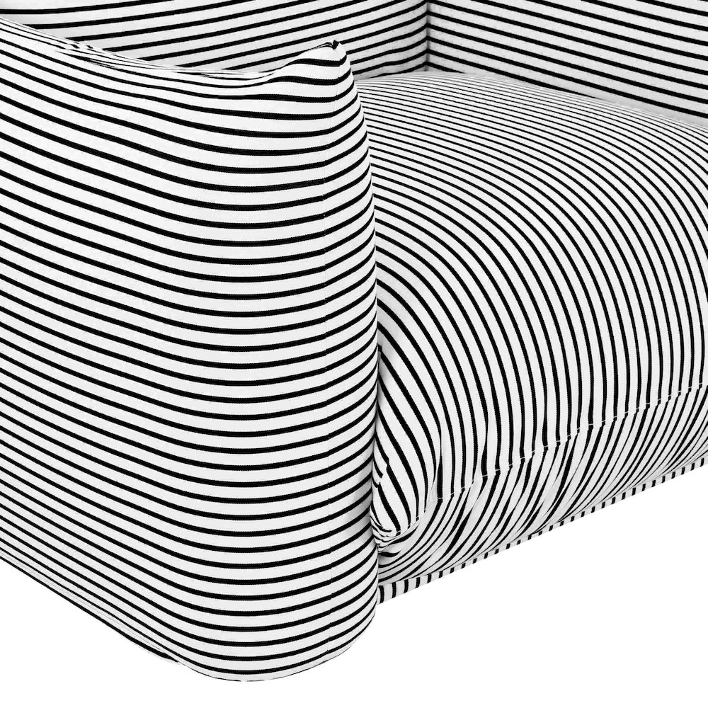Saint Tropez Pearl and Black Striped Stuffed Outdoor Armchair. Picture 5
