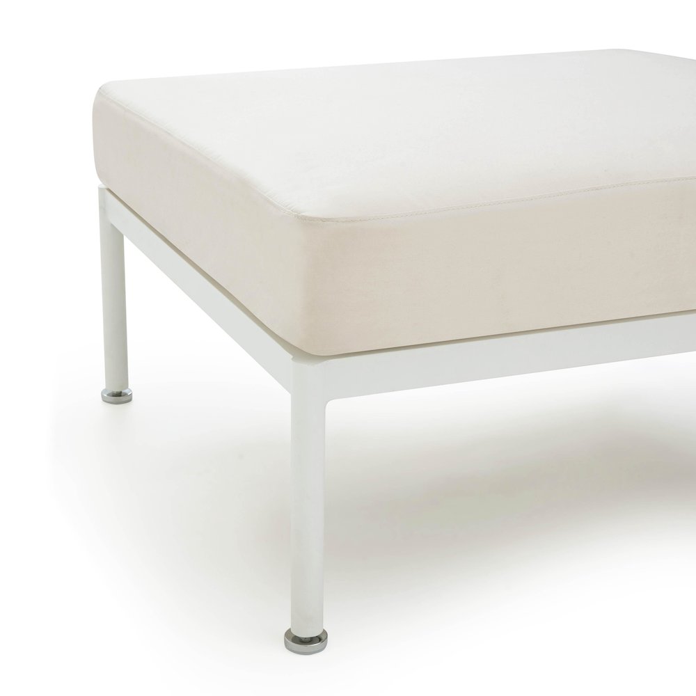 Dunes Cream Outdoor Ottoman. Picture 5