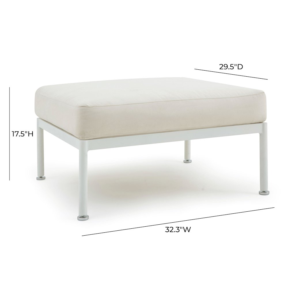Dunes Cream Outdoor Ottoman. Picture 6