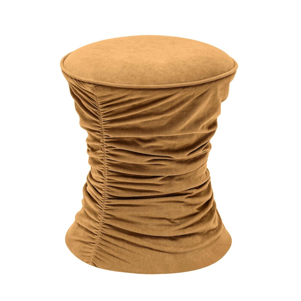 Bounce Dark Terracotta Ruched Velvet Adjustable Ottoman. Picture 1