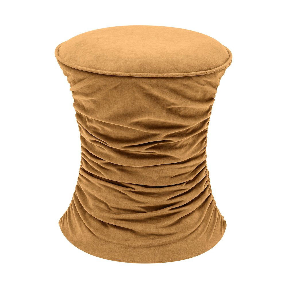 Bounce Dark Terracotta Ruched Velvet Adjustable Ottoman. Picture 3