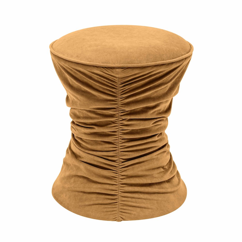 Bounce Dark Terracotta Ruched Velvet Adjustable Ottoman. Picture 5