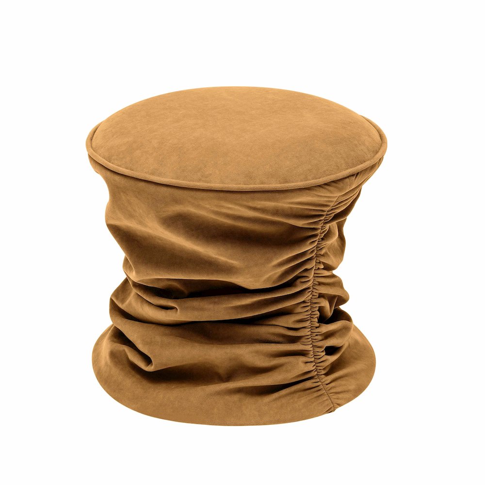 Bounce Dark Terracotta Ruched Velvet Adjustable Ottoman. Picture 6