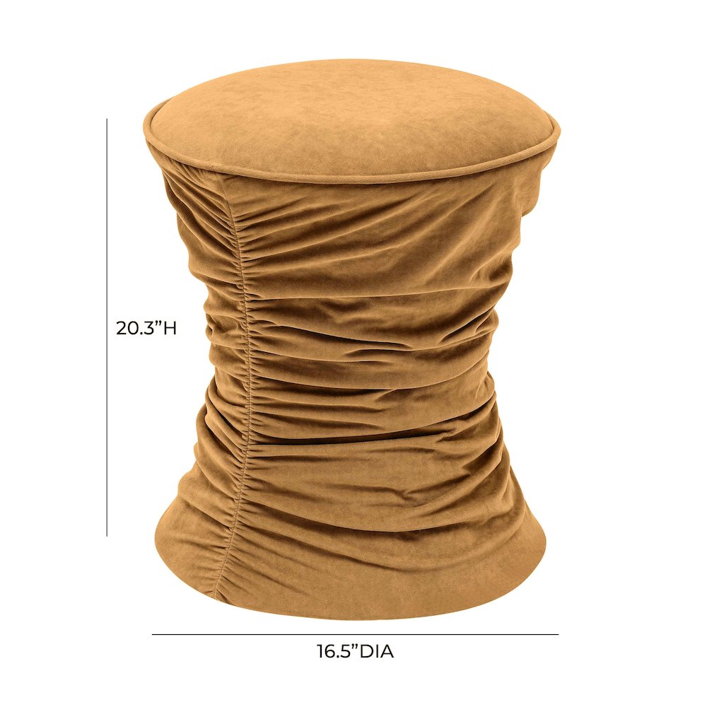 Bounce Dark Terracotta Ruched Velvet Adjustable Ottoman. Picture 7