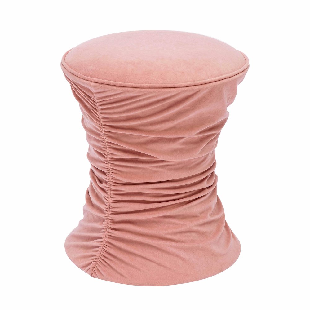 Bounce Rose Pink Ruched Velvet Adjustable Ottoman. Picture 1