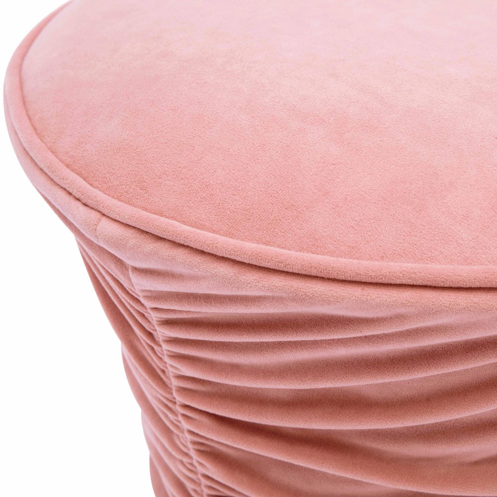 Bounce Rose Pink Ruched Velvet Adjustable Ottoman. Picture 3
