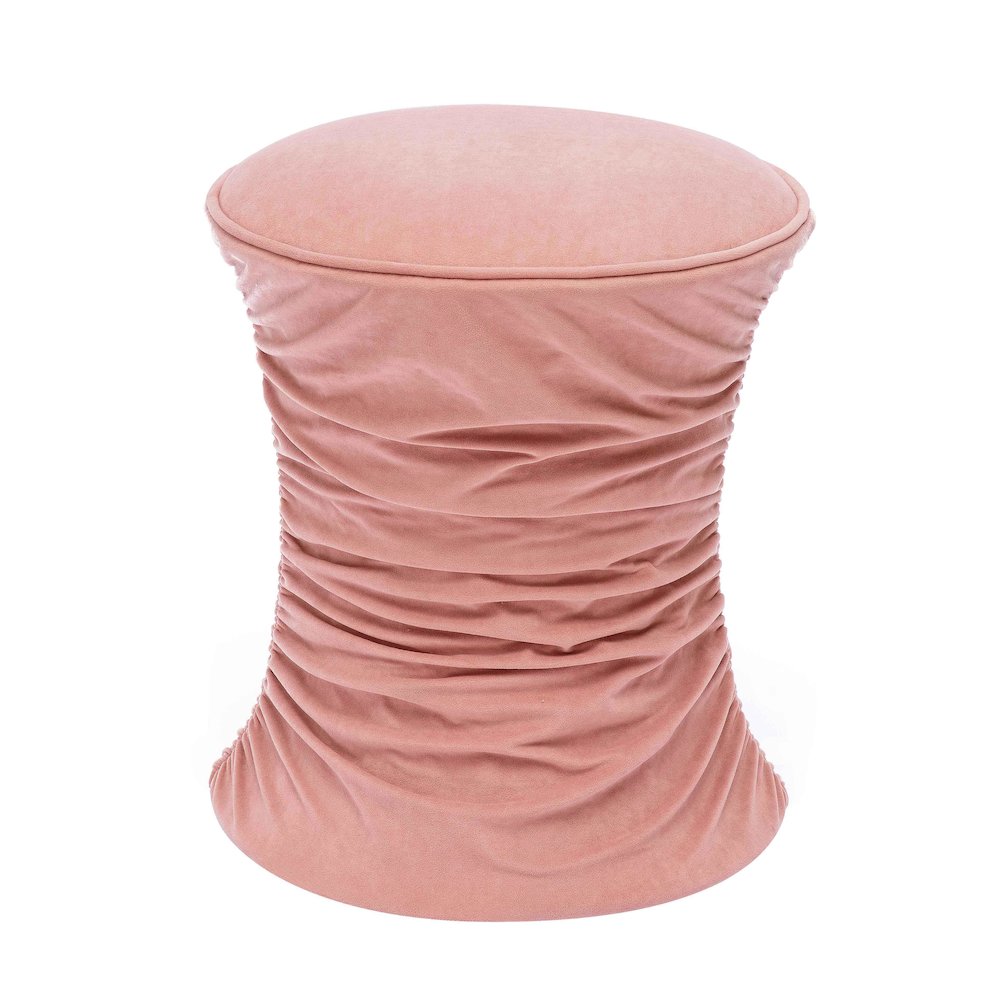 Bounce Rose Pink Ruched Velvet Adjustable Ottoman. Picture 4