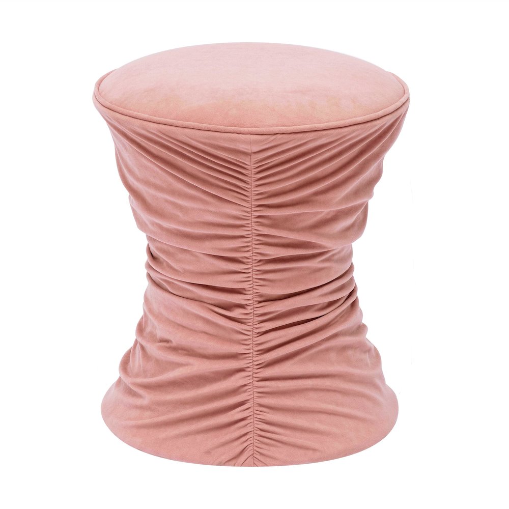 Bounce Rose Pink Ruched Velvet Adjustable Ottoman. Picture 5
