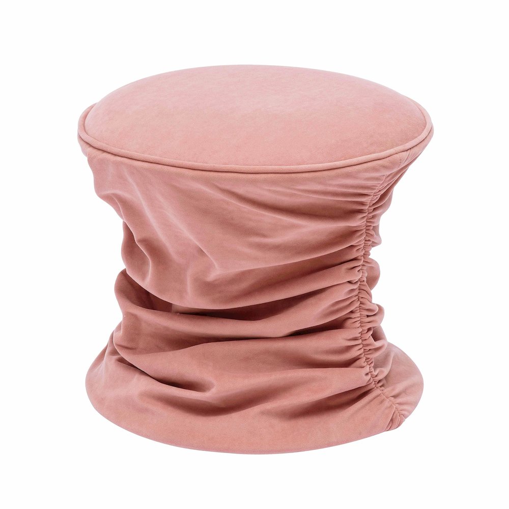 Bounce Rose Pink Ruched Velvet Adjustable Ottoman. Picture 6