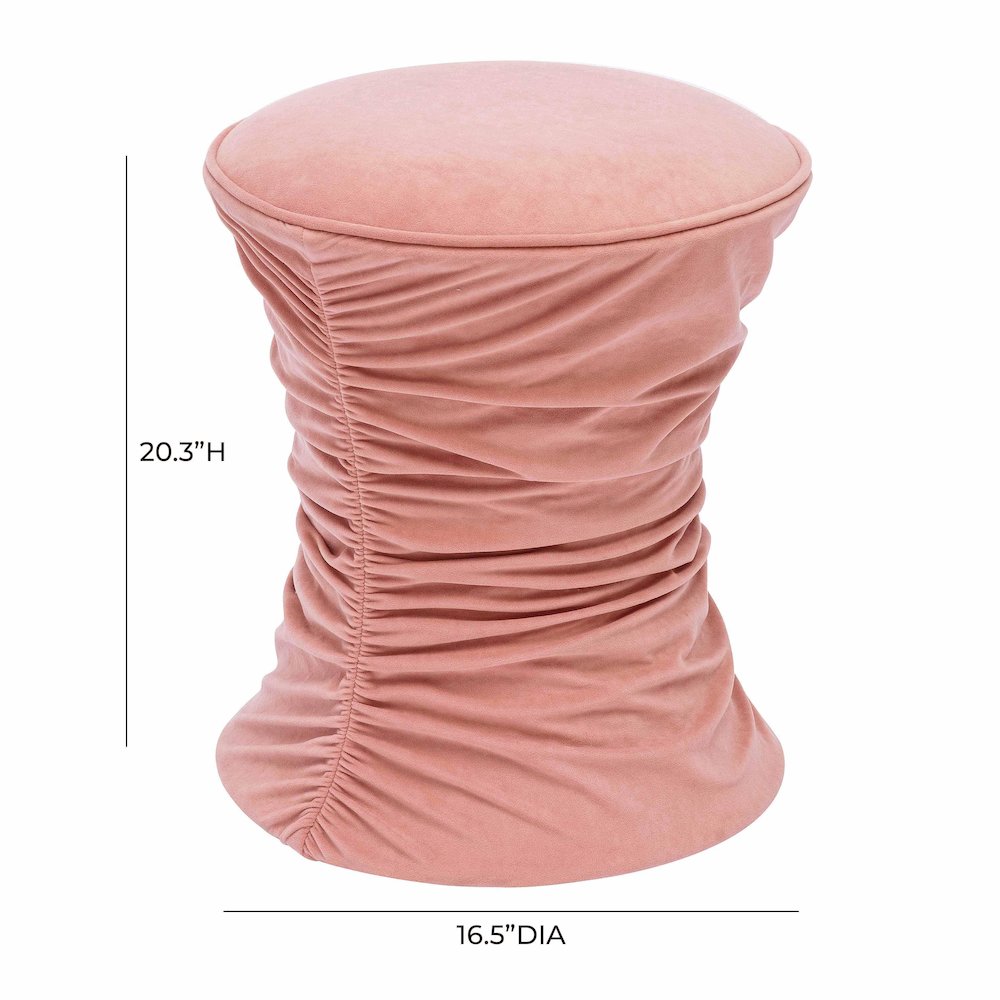 Bounce Rose Pink Ruched Velvet Adjustable Ottoman. Picture 7