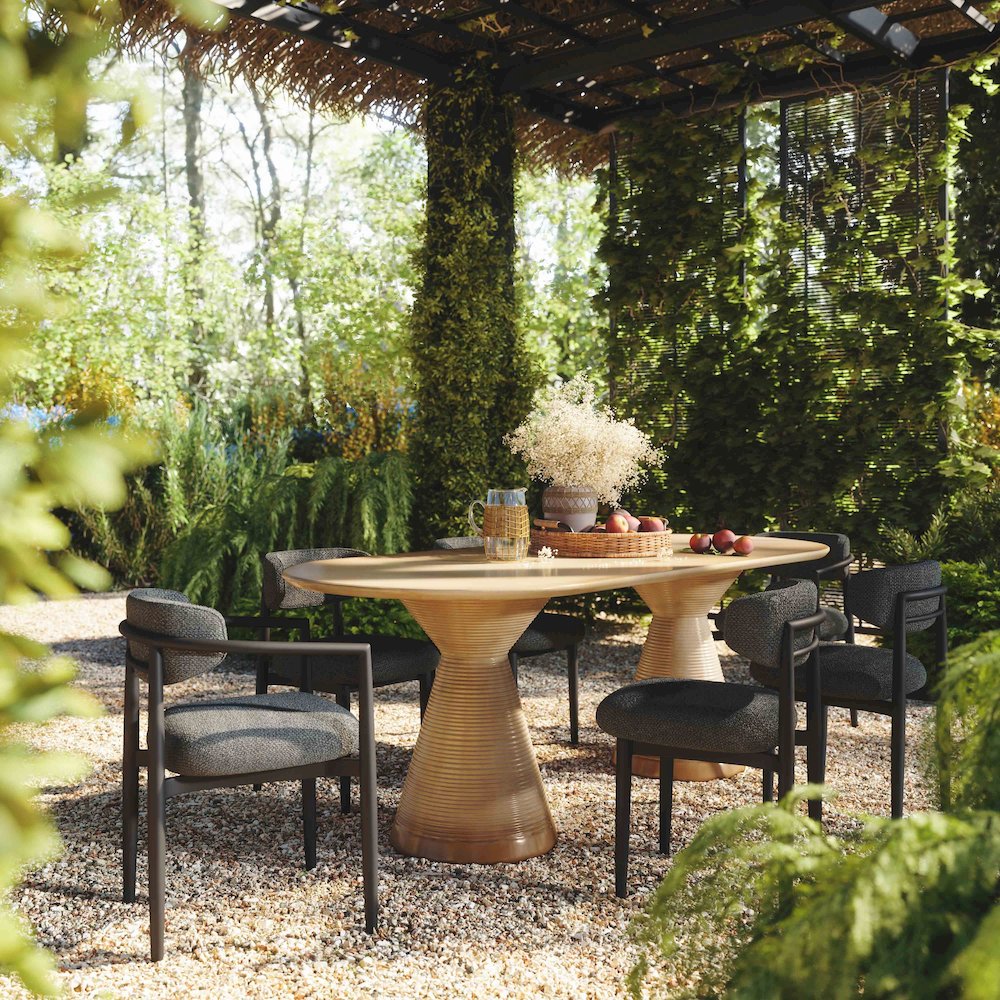 Annika Black Textured Outdoor Dining Arm Chair. Picture 2