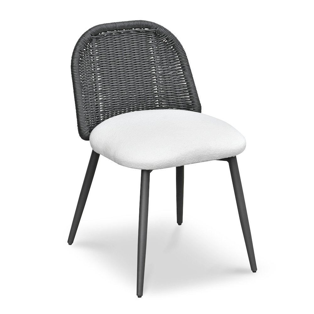 Alexa Black Rattan Performance Fabric Dining Chair. Picture 1