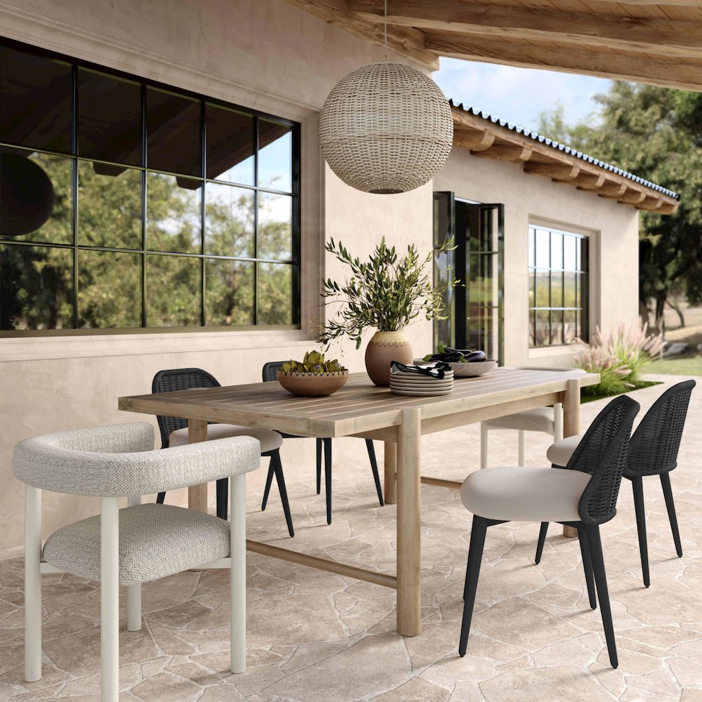 Alexa Black Rattan Performance Fabric Dining Chair. Picture 2