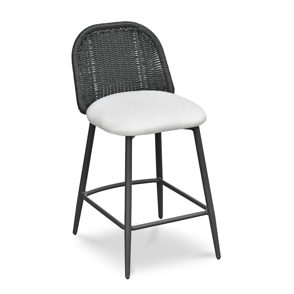 Alexa Black Rattan Performance Fabric Counter Stool. Picture 1