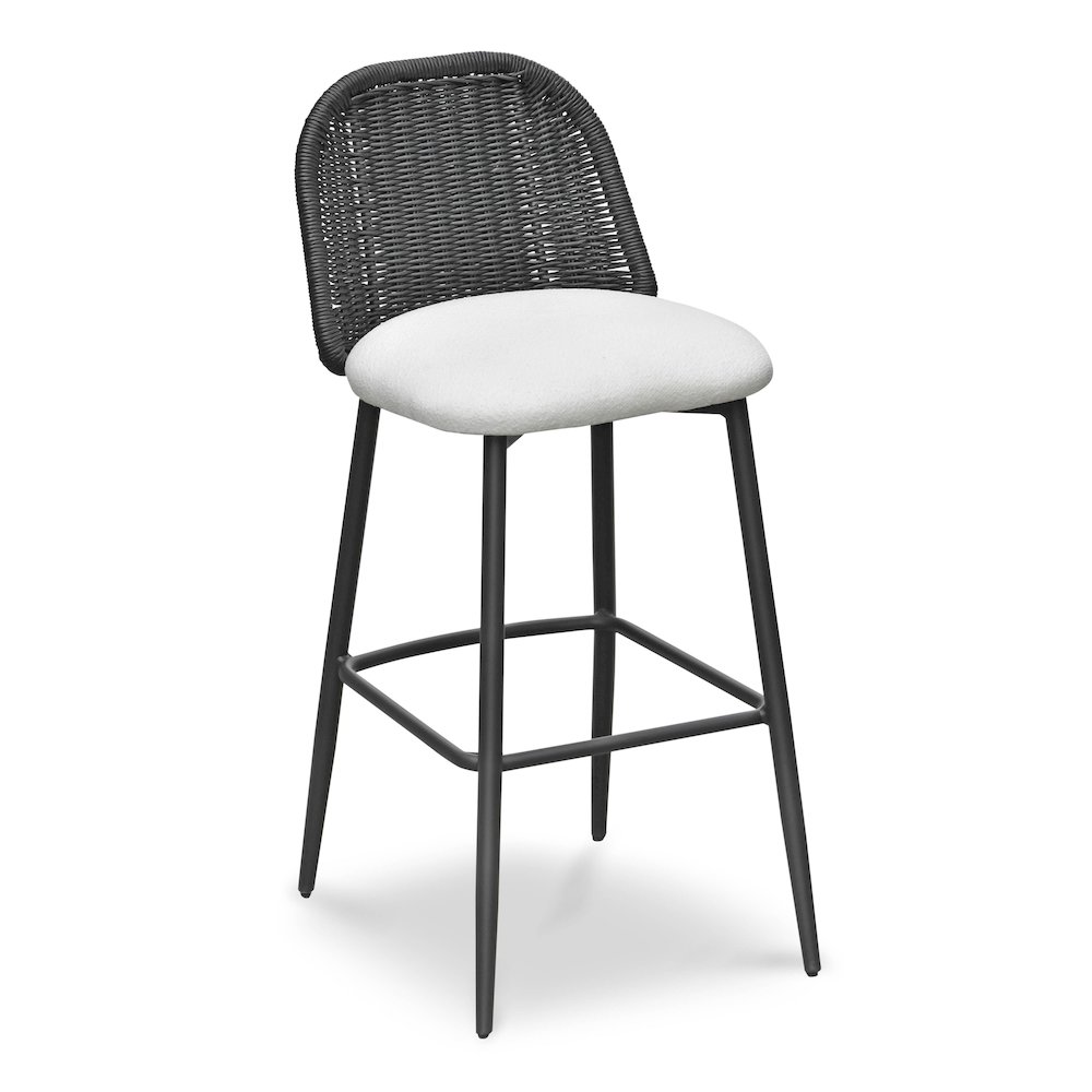 Alexa Black Rattan Performance Fabric Barstool. Picture 1