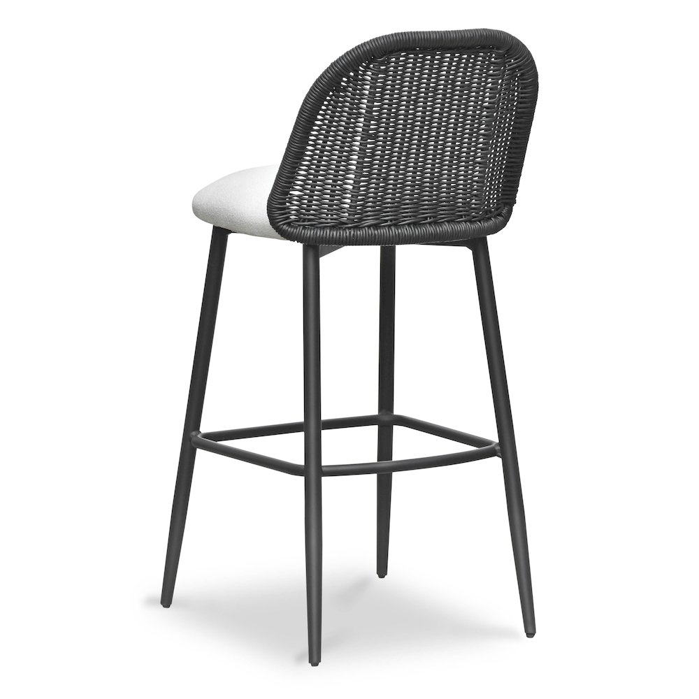 Alexa Black Rattan Performance Fabric Barstool. Picture 5