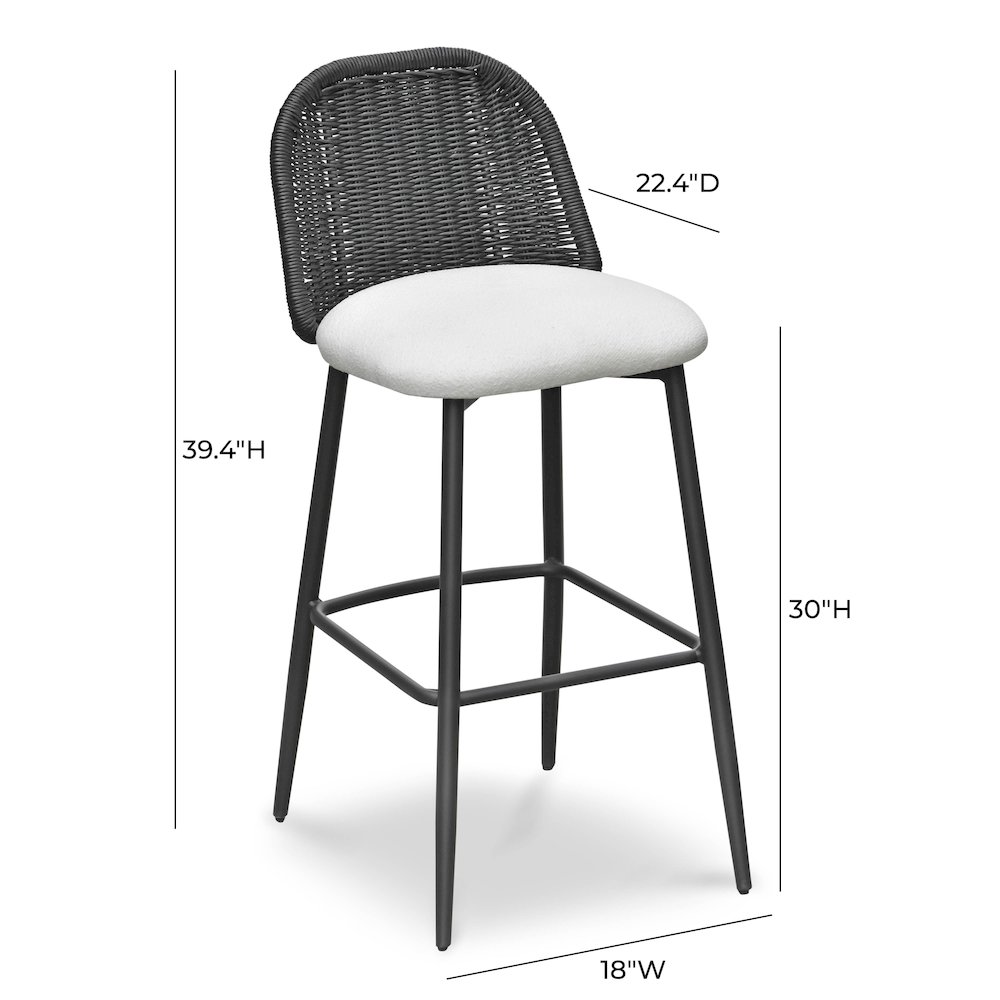 Alexa Black Rattan Performance Fabric Barstool. Picture 7
