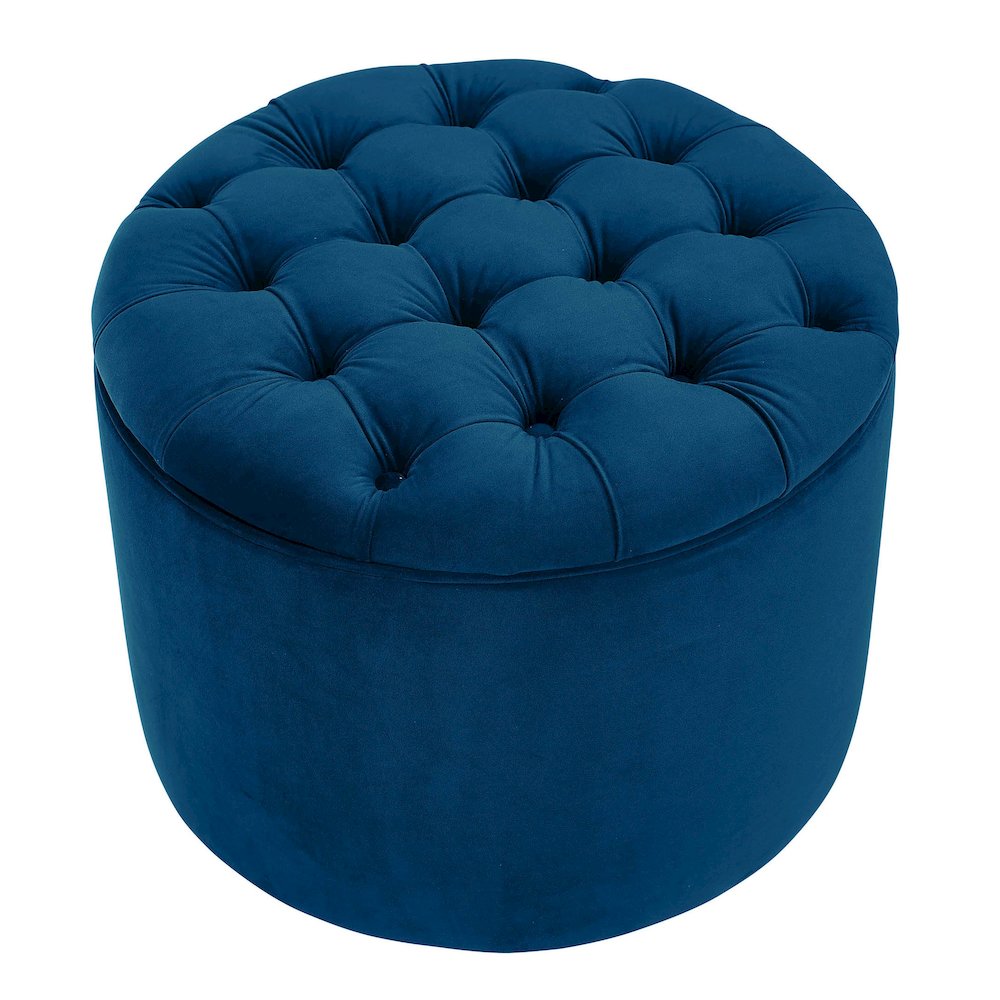 Queen Navy Velvet Storage Ottoman. Picture 4