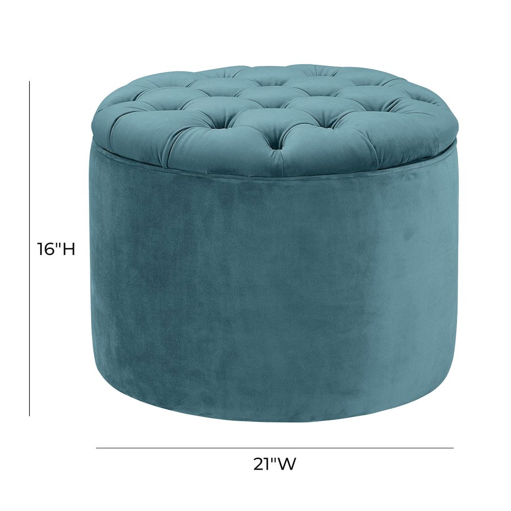 Queen Sea Blue Velvet Storage Ottoman. Picture 5