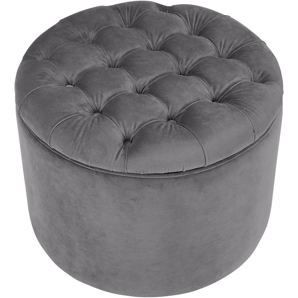 Queen Grey Velvet Storage Ottoman. Picture 3