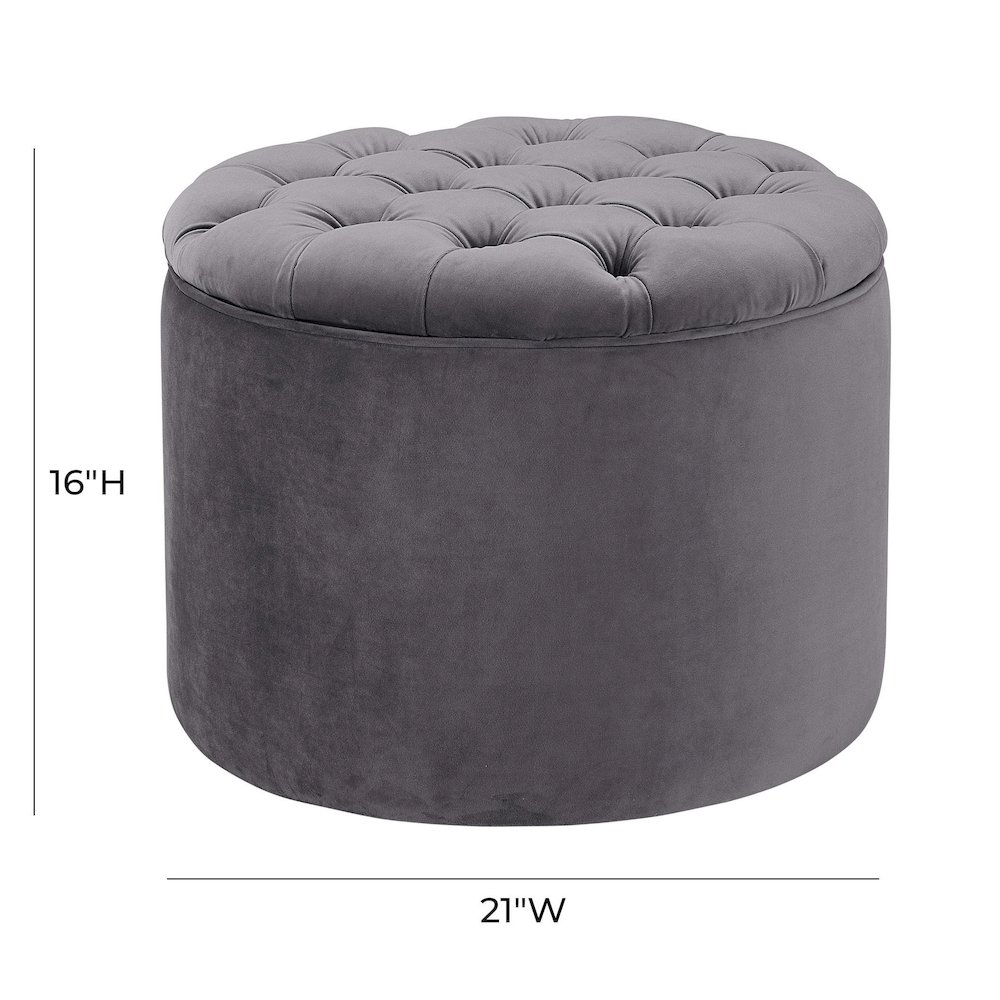 Queen Grey Velvet Storage Ottoman. Picture 5