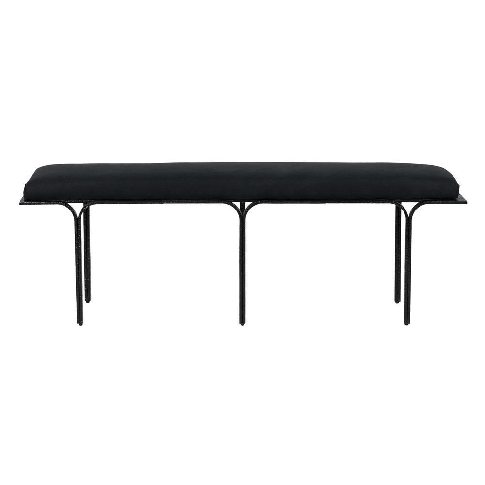 Bryn Black Linen Bench. Picture 1