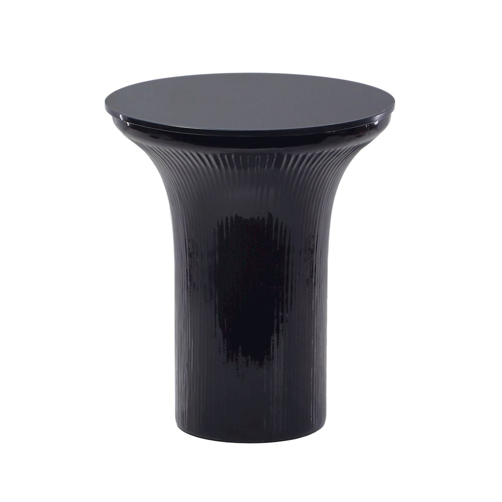 Cassandra Midnight Blue Glass Flared Side Table. Picture 3