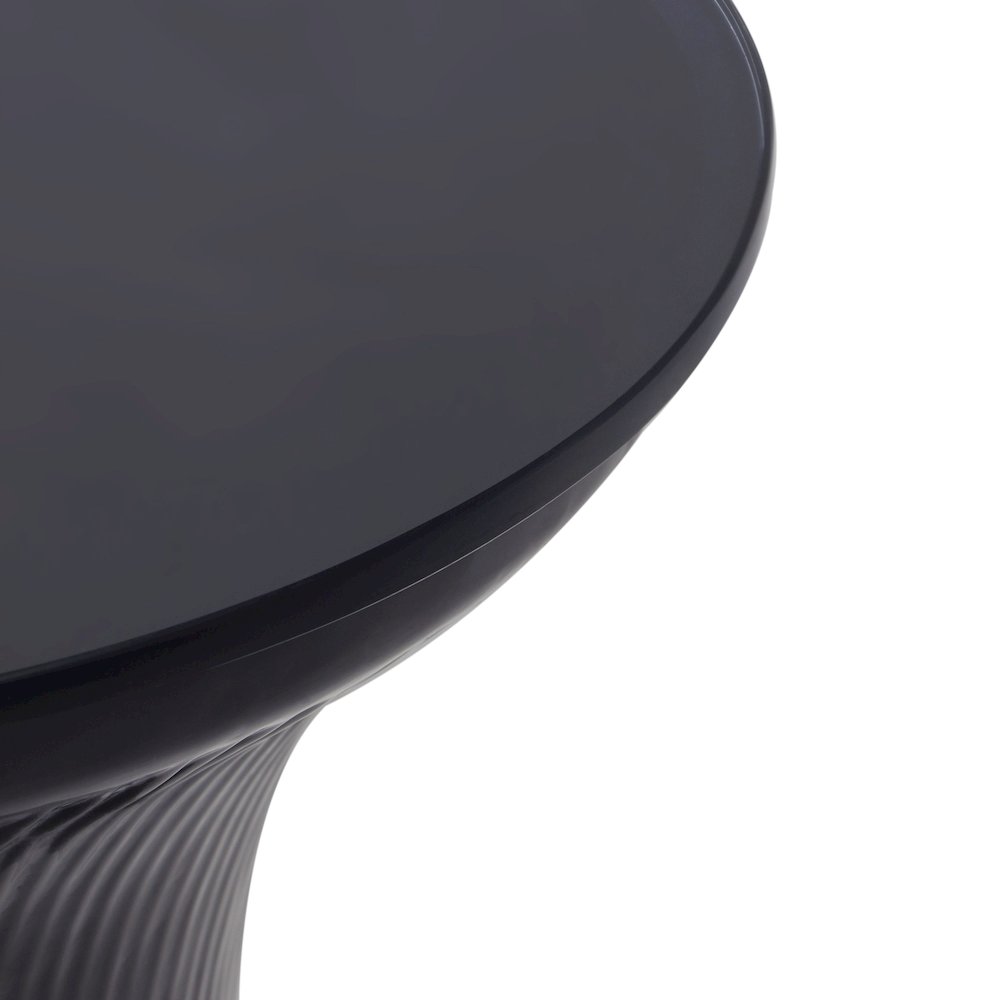 Cassandra Midnight Blue Glass Flared Side Table. Picture 4