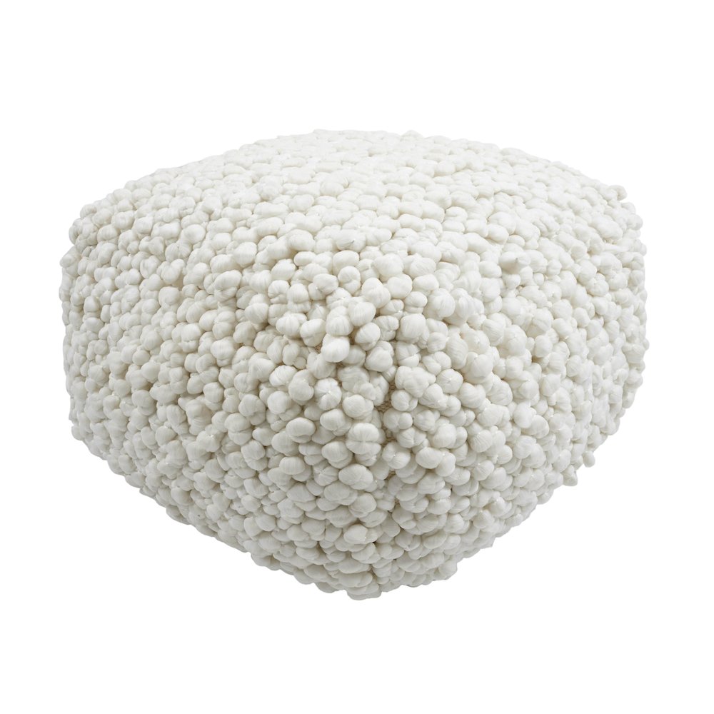 Cathy Cream Woven Pouf. Picture 1