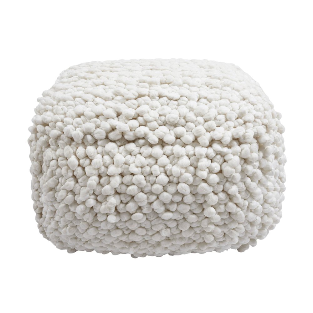 Cathy Cream Woven Pouf. Picture 3