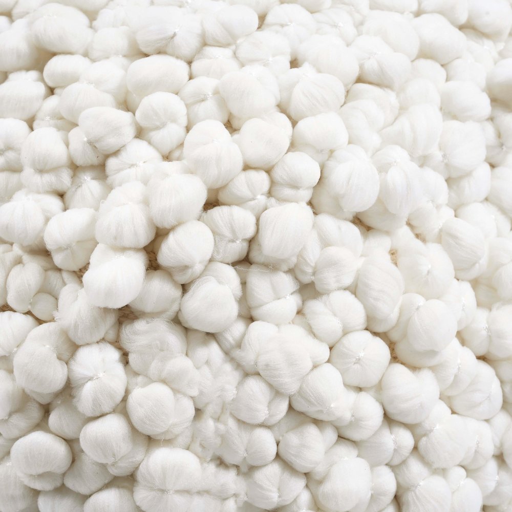 Cathy Cream Woven Pouf. Picture 4
