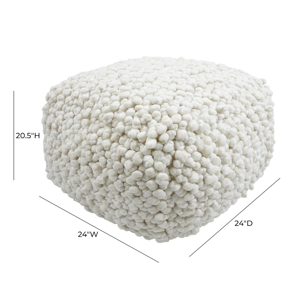 Cathy Cream Woven Pouf. Picture 5