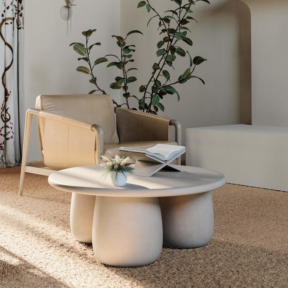 Rahul Off-White Round Coffee Table. Picture 2