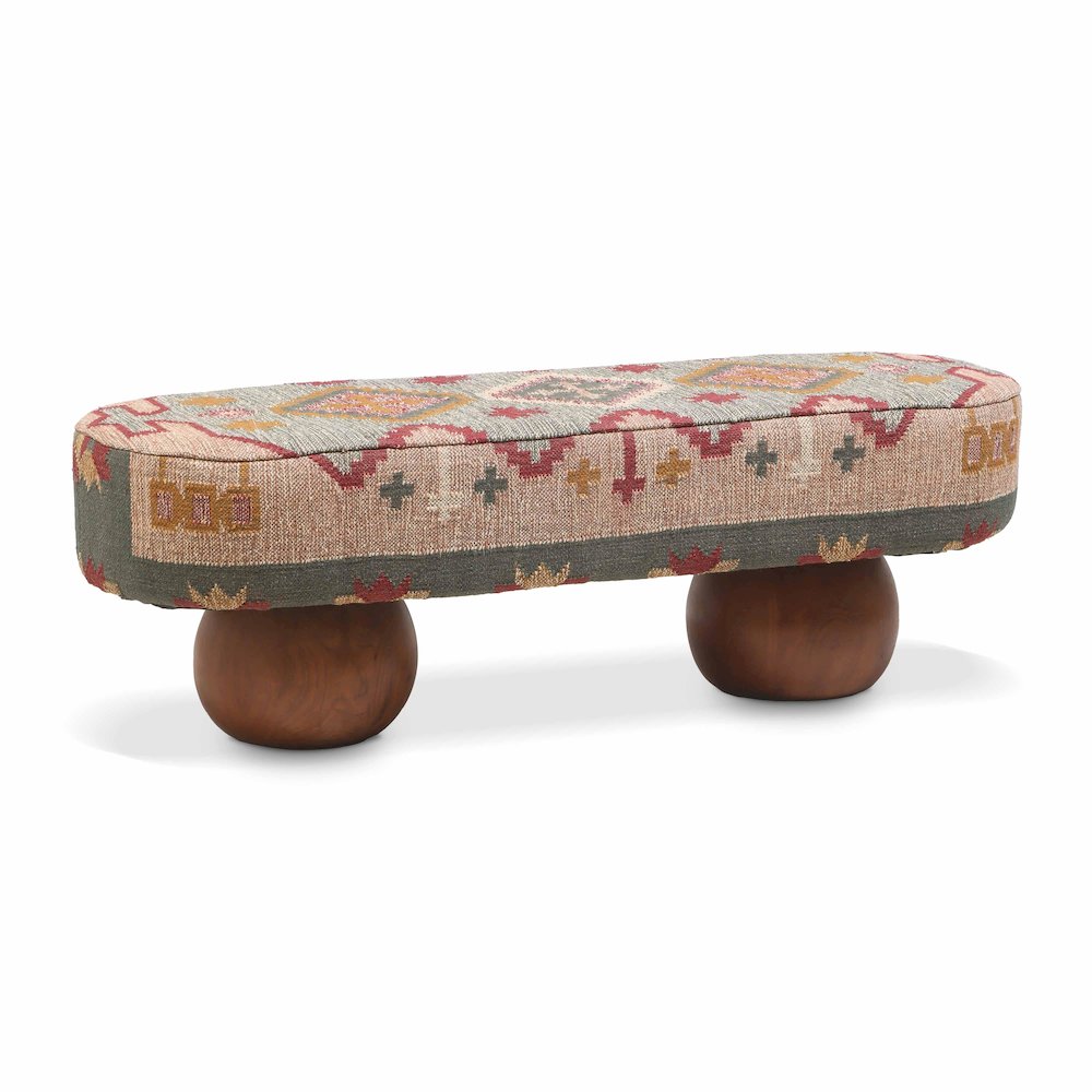 Rizi Textured Wool Upholstered Bench. Picture 1