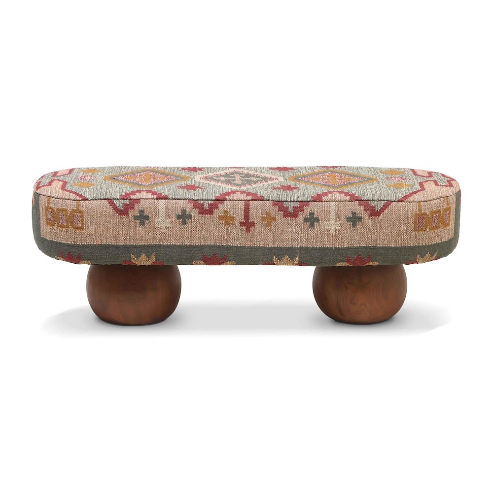 Rizi Textured Wool Upholstered Bench. Picture 3