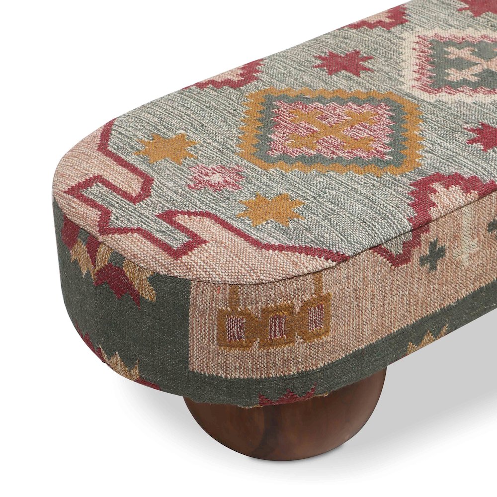 Rizi Textured Wool Upholstered Bench. Picture 4