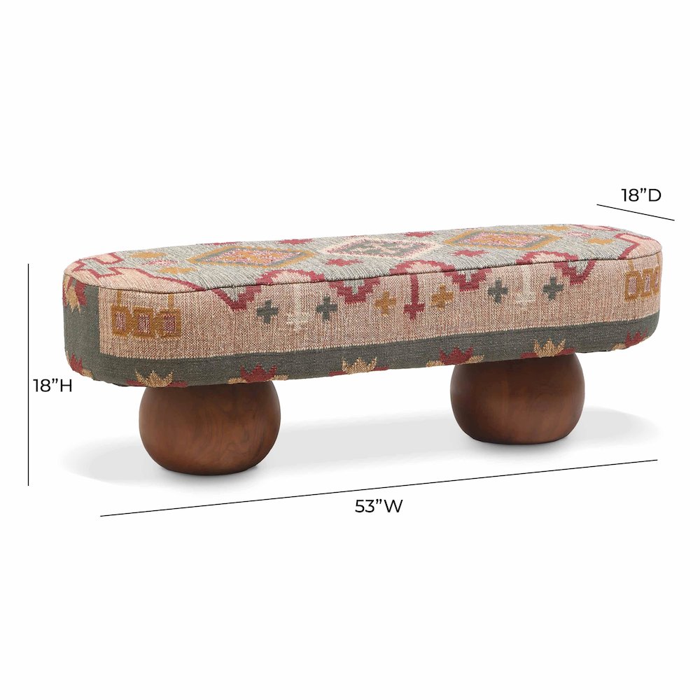 Rizi Textured Wool Upholstered Bench. Picture 5