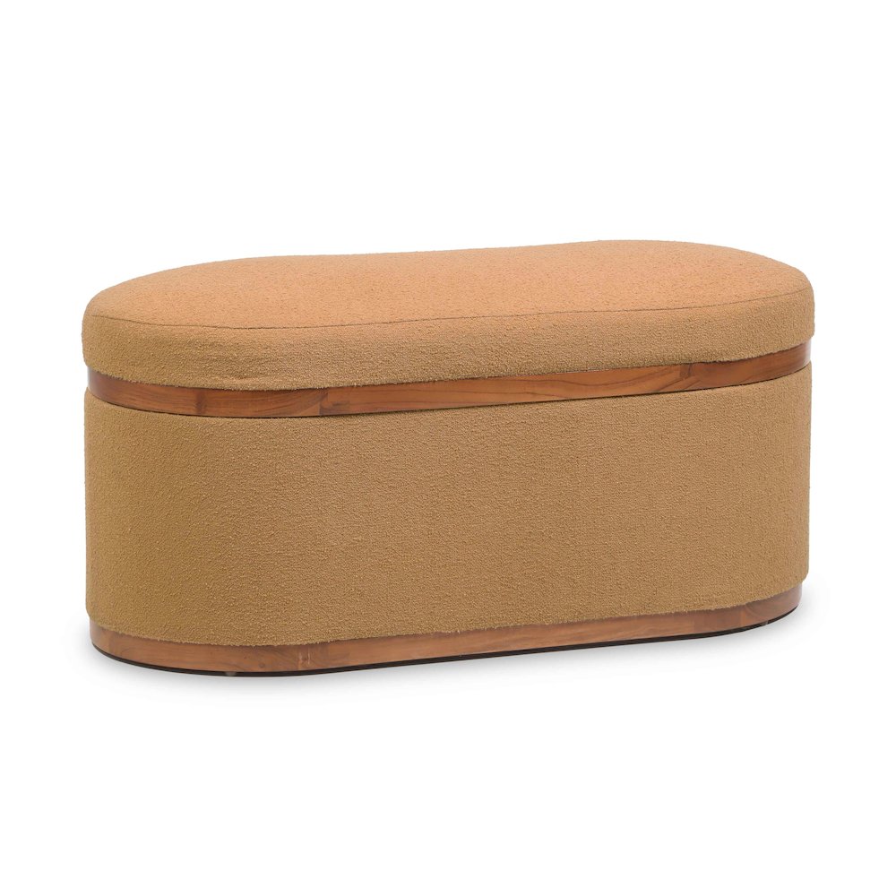 Olivier Peach Boucle Oval Storage Ottoman. Picture 1
