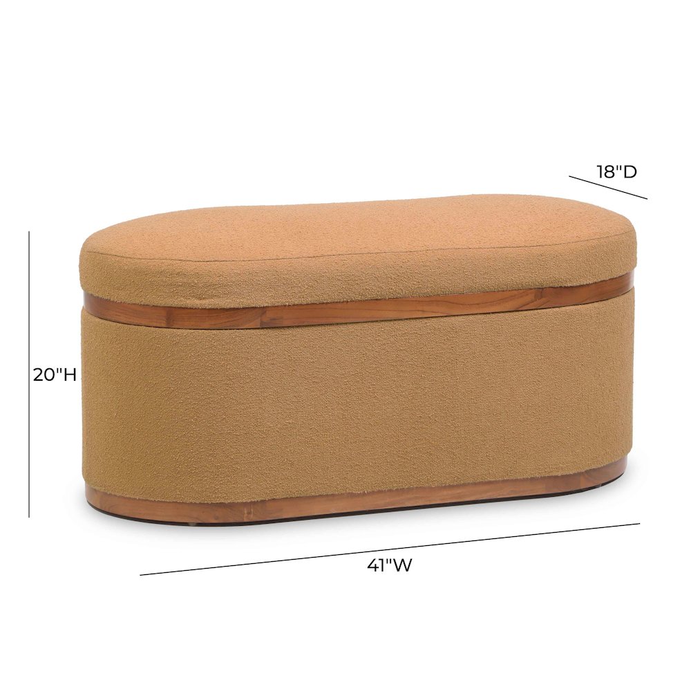 Olivier Peach Boucle Oval Storage Ottoman. Picture 9