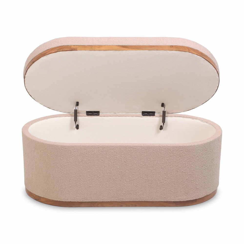 Olivier Ivory Boucle Oval Storage Ottoman. Picture 3