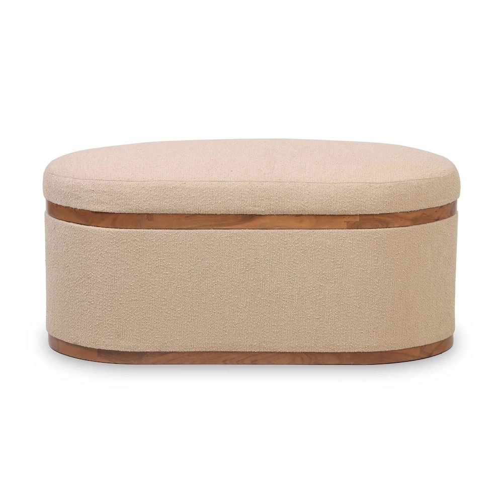 Olivier Ivory Boucle Oval Storage Ottoman. Picture 4