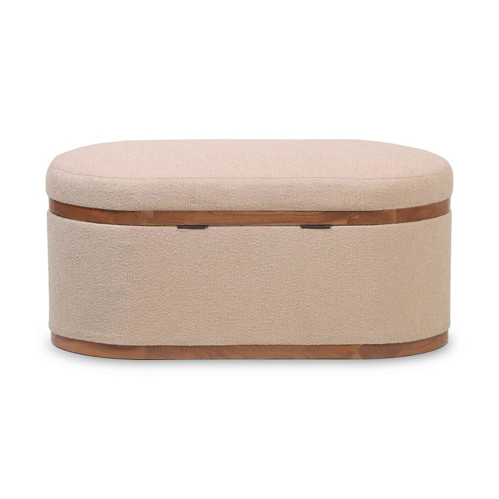 Olivier Ivory Boucle Oval Storage Ottoman. Picture 5