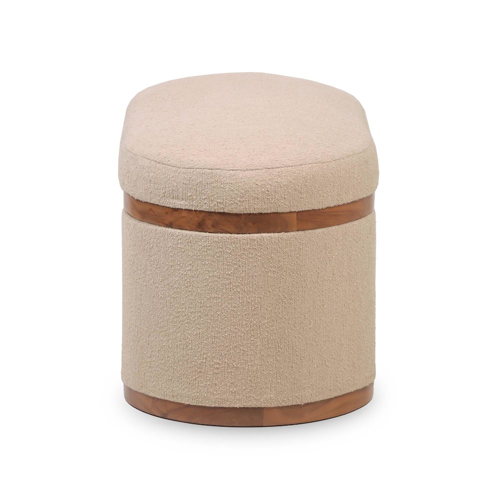 Olivier Ivory Boucle Oval Storage Ottoman. Picture 6