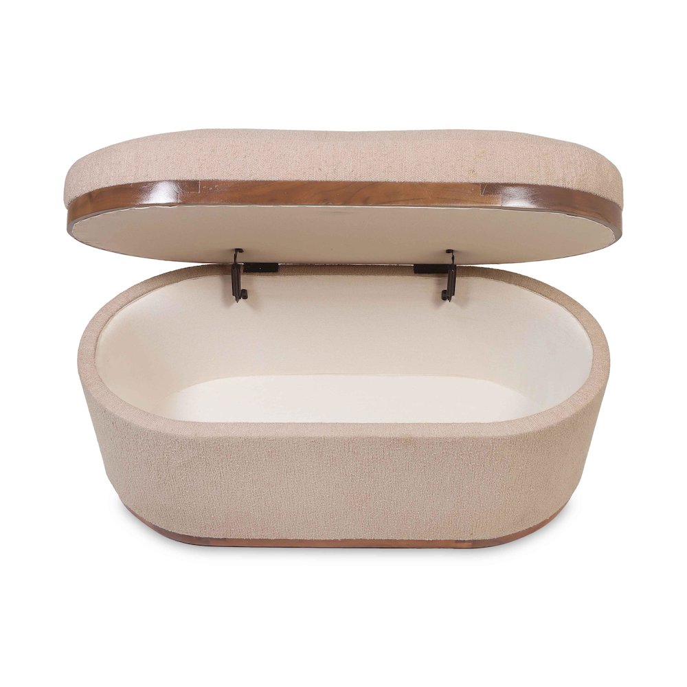 Olivier Ivory Boucle Oval Storage Ottoman. Picture 7