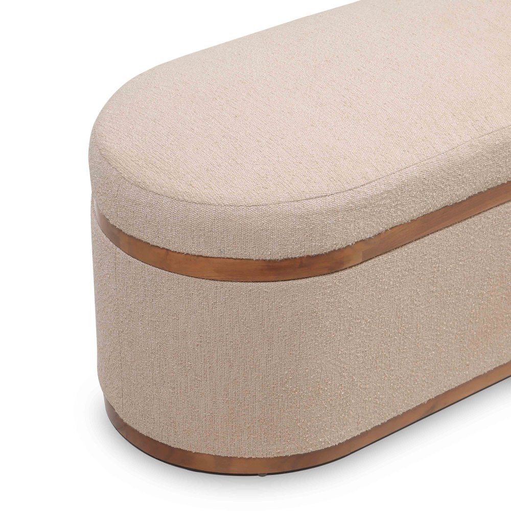 Olivier Ivory Boucle Oval Storage Ottoman. Picture 8