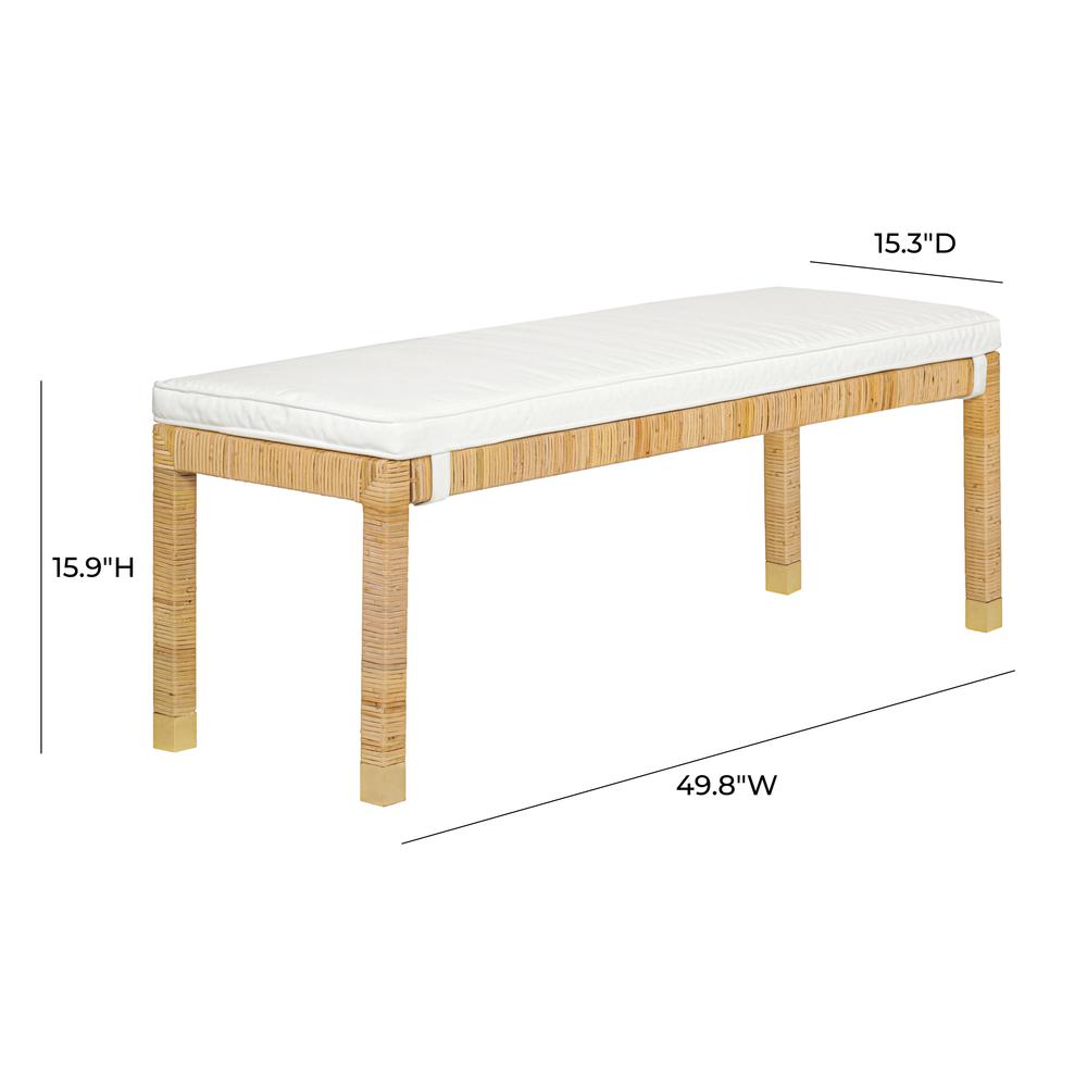 Amara Natural Woven Rattan Bench. Picture 2